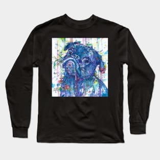 PUG - watercolor and ink portrait Long Sleeve T-Shirt